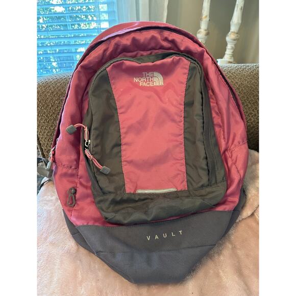 The North Face Handbags - The North‎ Face Vault Backpack Pink Grey Youth School Travel Bag